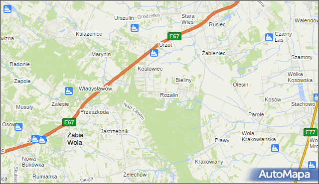 mapa Rozalin gmina Nadarzyn, Rozalin gmina Nadarzyn na mapie Targeo