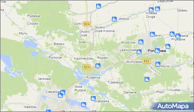 mapa Rozalin gmina Opole Lubelskie, Rozalin gmina Opole Lubelskie na mapie Targeo