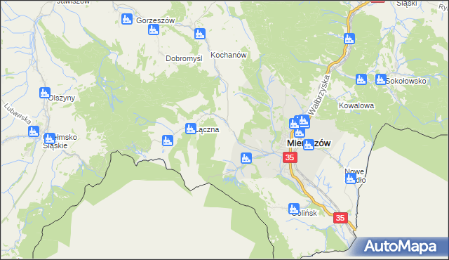 mapa Różana gmina Mieroszów, Różana gmina Mieroszów na mapie Targeo