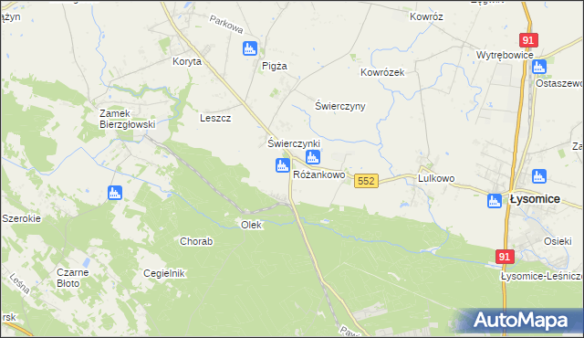 mapa Różankowo, Różankowo na mapie Targeo