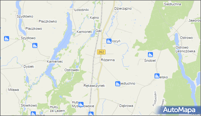 mapa Różanna gmina Orchowo, Różanna gmina Orchowo na mapie Targeo