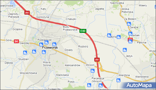 mapa Rozbórz, Rozbórz na mapie Targeo