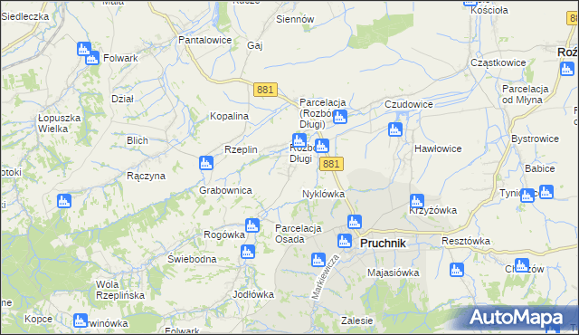 mapa Rozbórz Okrągły, Rozbórz Okrągły na mapie Targeo