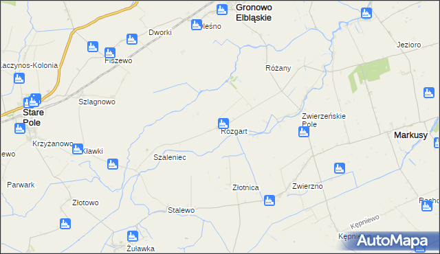 mapa Rozgart gmina Gronowo Elbląskie, Rozgart gmina Gronowo Elbląskie na mapie Targeo