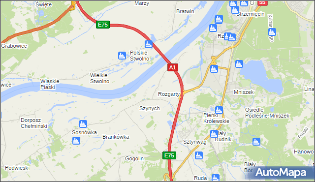 mapa Rozgarty gmina Grudziądz, Rozgarty gmina Grudziądz na mapie Targeo