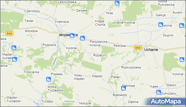 mapa Rozięcin, Rozięcin na mapie Targeo