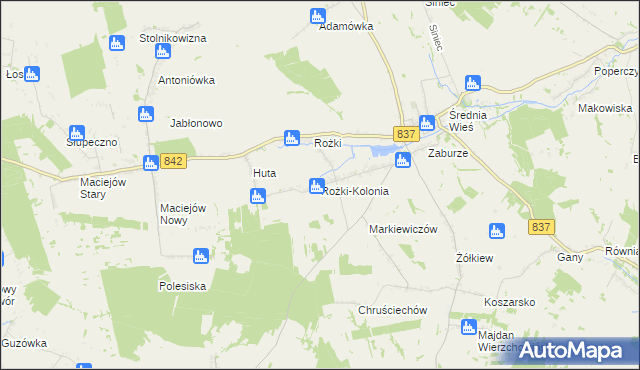 mapa Rożki-Kolonia, Rożki-Kolonia na mapie Targeo