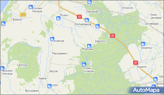 mapa Różkowo, Różkowo na mapie Targeo