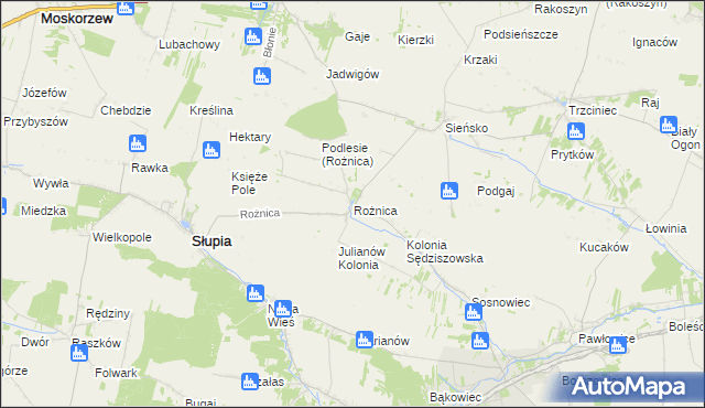 mapa Rożnica, Rożnica na mapie Targeo