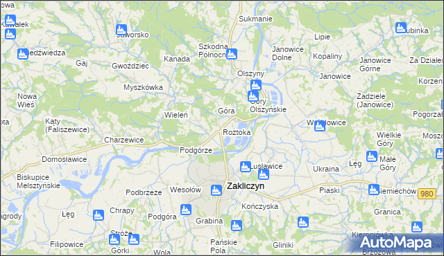 mapa Roztoka gmina Zakliczyn, Roztoka gmina Zakliczyn na mapie Targeo