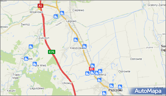 mapa Różyny, Różyny na mapie Targeo