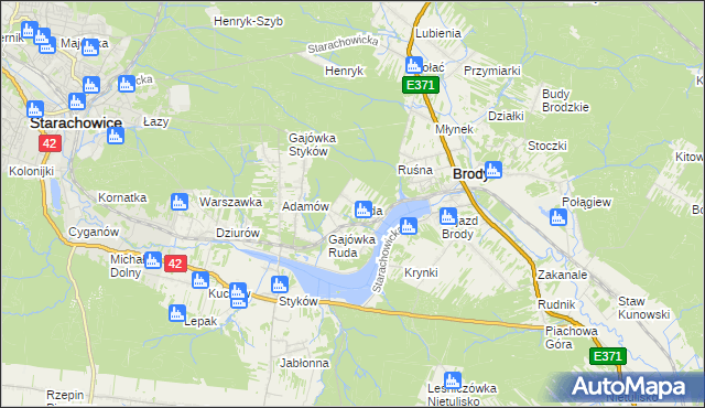 mapa Ruda gmina Brody, Ruda gmina Brody na mapie Targeo