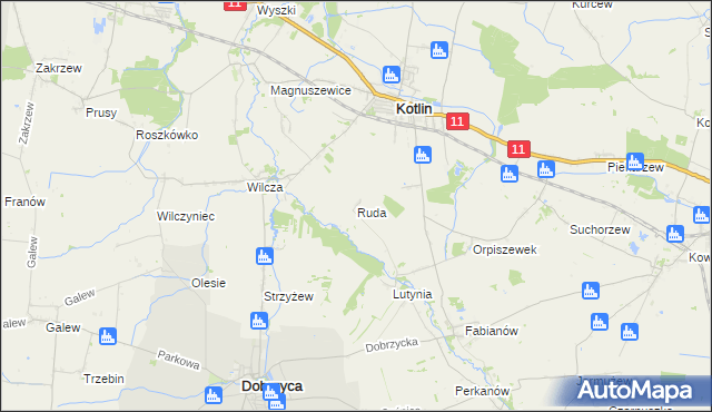 mapa Ruda gmina Dobrzyca, Ruda gmina Dobrzyca na mapie Targeo