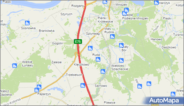 mapa Ruda gmina Grudziądz, Ruda gmina Grudziądz na mapie Targeo