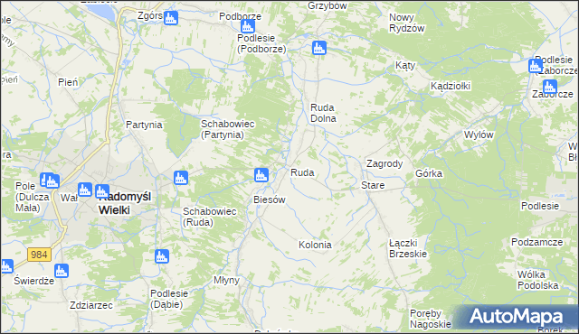 mapa Ruda gmina Radomyśl Wielki, Ruda gmina Radomyśl Wielki na mapie Targeo