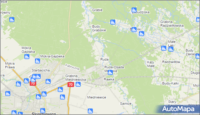 mapa Ruda gmina Skierniewice, Ruda gmina Skierniewice na mapie Targeo