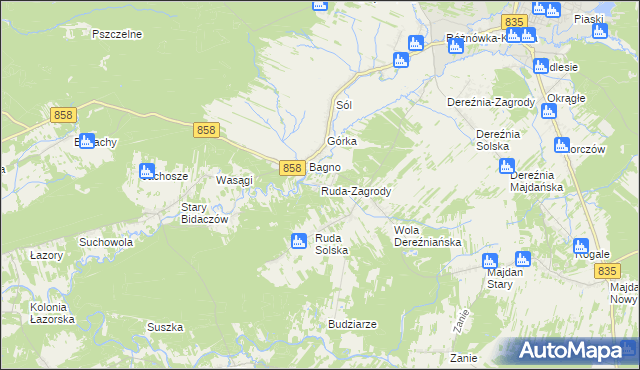 mapa Ruda-Zagrody, Ruda-Zagrody na mapie Targeo