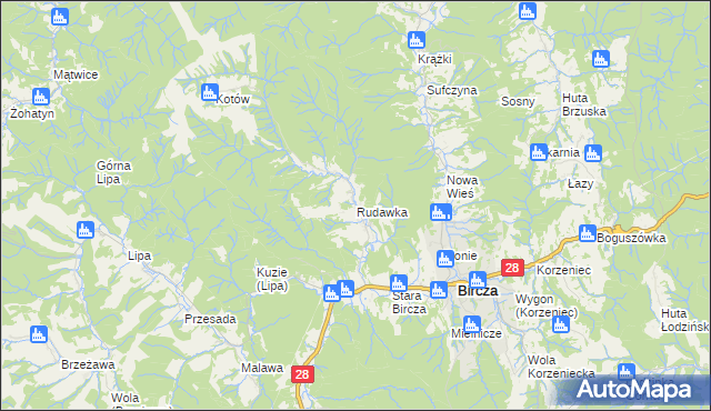 mapa Rudawka gmina Bircza, Rudawka gmina Bircza na mapie Targeo