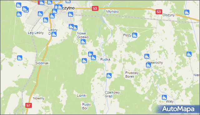 mapa Rudka gmina Szczytno, Rudka gmina Szczytno na mapie Targeo