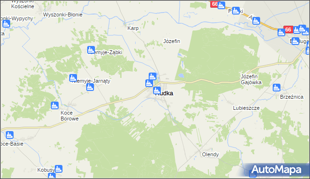 mapa Rudka powiat bielski, Rudka powiat bielski na mapie Targeo