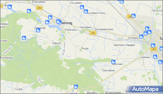 mapa Rudki gmina Ostroróg, Rudki gmina Ostroróg na mapie Targeo
