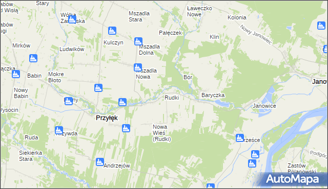 mapa Rudki gmina Przyłęk, Rudki gmina Przyłęk na mapie Targeo