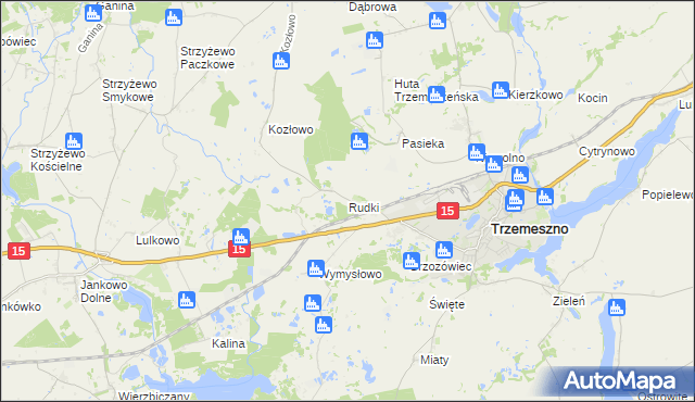 mapa Rudki gmina Trzemeszno, Rudki gmina Trzemeszno na mapie Targeo