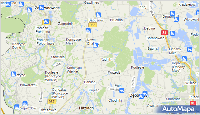 mapa Rudnik gmina Hażlach, Rudnik gmina Hażlach na mapie Targeo