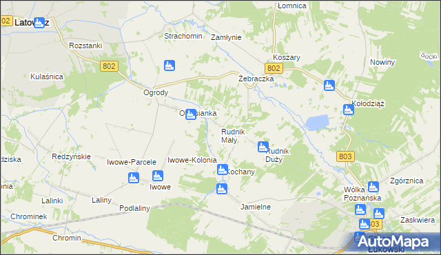 mapa Rudnik Mały gmina Wodynie, Rudnik Mały gmina Wodynie na mapie Targeo