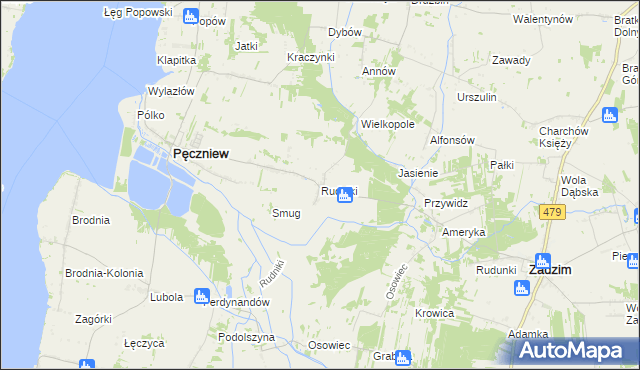 mapa Rudniki gmina Pęczniew, Rudniki gmina Pęczniew na mapie Targeo