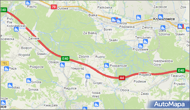 mapa Rudno gmina Krzeszowice, Rudno gmina Krzeszowice na mapie Targeo