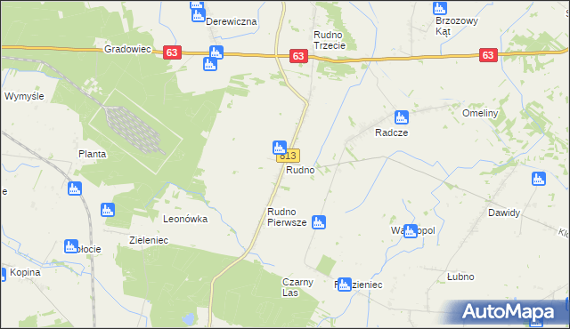 mapa Rudno gmina Milanów, Rudno gmina Milanów na mapie Targeo