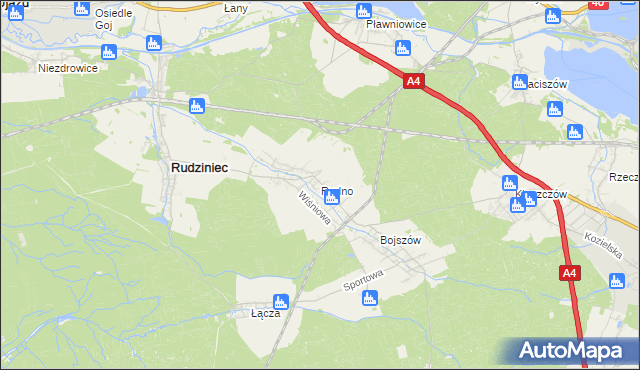 mapa Rudno gmina Rudziniec, Rudno gmina Rudziniec na mapie Targeo