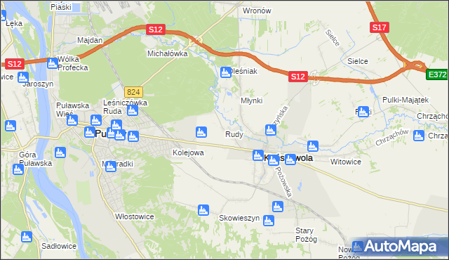 mapa Rudy gmina Końskowola, Rudy gmina Końskowola na mapie Targeo