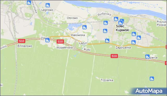 mapa Rudy gmina Solec Kujawski, Rudy gmina Solec Kujawski na mapie Targeo