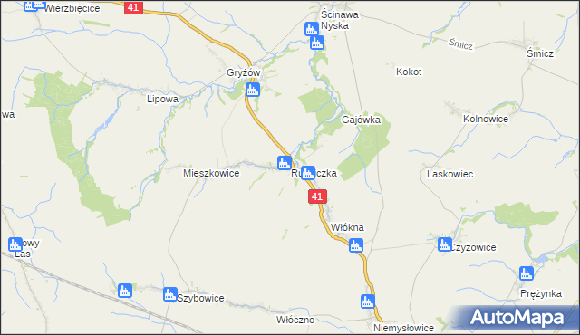 mapa Rudziczka gmina Prudnik, Rudziczka gmina Prudnik na mapie Targeo