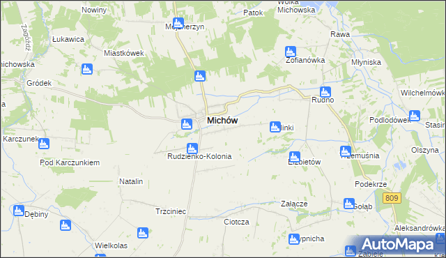 mapa Rudzienko gmina Michów, Rudzienko gmina Michów na mapie Targeo