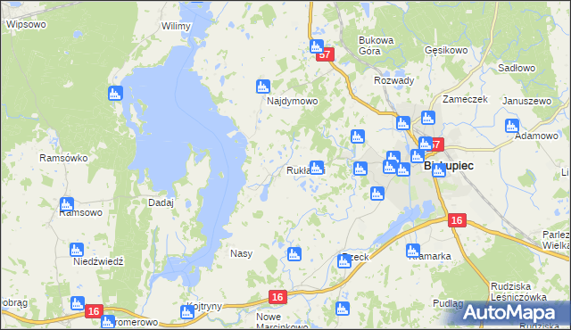 mapa Rukławki, Rukławki na mapie Targeo