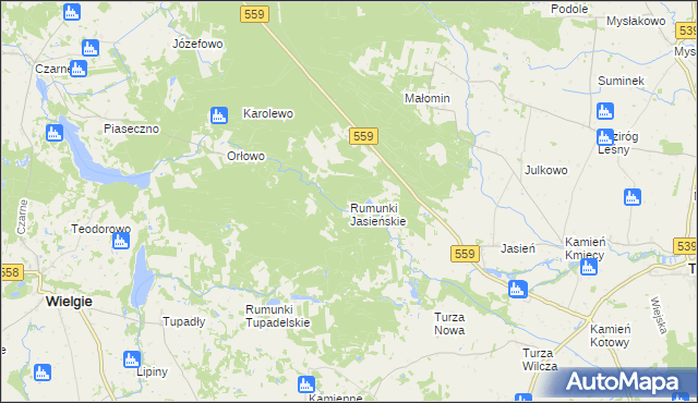 mapa Rumunki Jasieńskie, Rumunki Jasieńskie na mapie Targeo