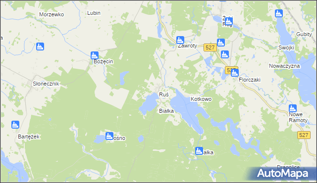 mapa Ruś gmina Morąg, Ruś gmina Morąg na mapie Targeo