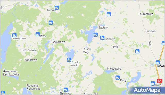 mapa Rusek Mały, Rusek Mały na mapie Targeo