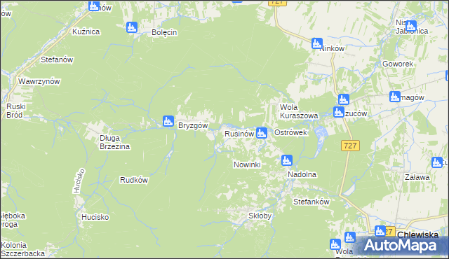mapa Rusinów gmina Borkowice, Rusinów gmina Borkowice na mapie Targeo