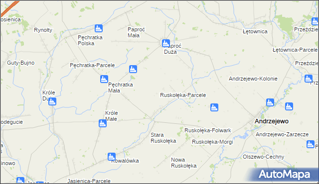 mapa Ruskołęka-Parcele, Ruskołęka-Parcele na mapie Targeo