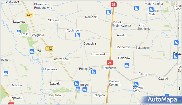 mapa Russówek, Russówek na mapie Targeo