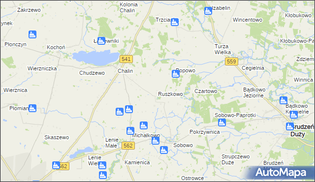mapa Ruszkowo gmina Dobrzyń nad Wisłą, Ruszkowo gmina Dobrzyń nad Wisłą na mapie Targeo