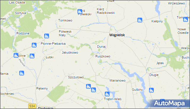 mapa Ruszkowo gmina Wąpielsk, Ruszkowo gmina Wąpielsk na mapie Targeo