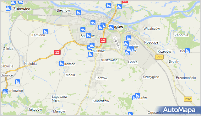 mapa Ruszowice gmina Głogów, Ruszowice gmina Głogów na mapie Targeo