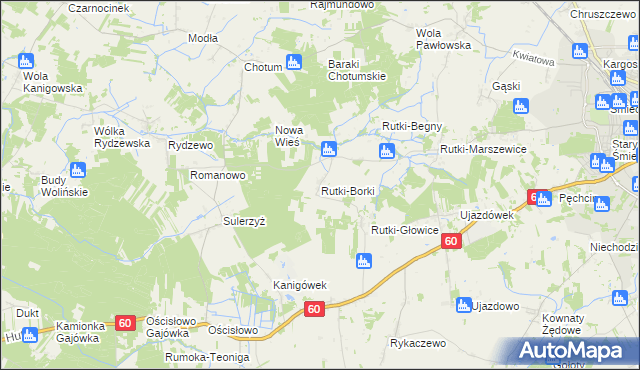 mapa Rutki-Borki, Rutki-Borki na mapie Targeo