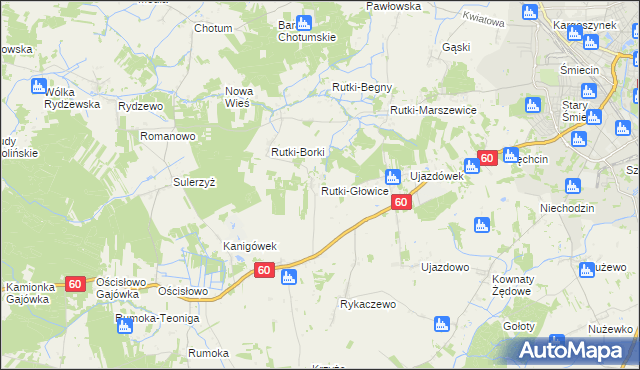 mapa Rutki-Głowice, Rutki-Głowice na mapie Targeo