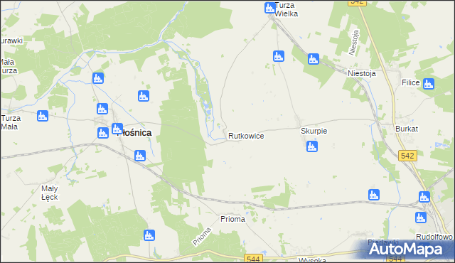 mapa Rutkowice gmina Płośnica, Rutkowice gmina Płośnica na mapie Targeo